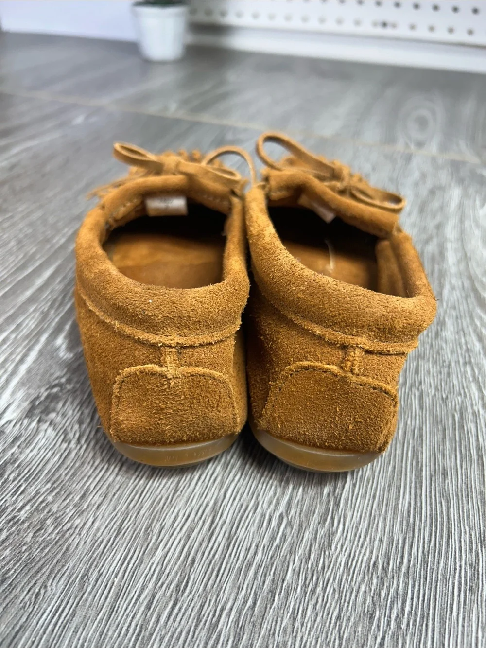 Minnetonka Kids Suede Fringe Moccasins - Tan
